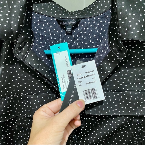 NWT Violets & Roses polka dot shirt dress size 4 - Picture 6 of 10